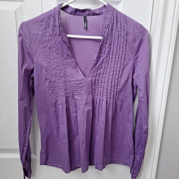 NAF NAF 100% Cotton Purple V-neck Top - Picture 8 of 9